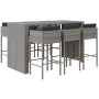 Garden table and high stools and cushions 7 pieces gray PE rattan by vidaXL, Garden sets - Ref: Foro24-3200665, Price: 649,64...