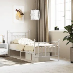 Metal bed frame with headboard and footboard white 90x200 cm by vidaXL, Beds and slatted bases - Ref: Foro24-353597, Price: 8...