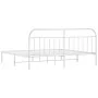 Metal bed frame with white headboard 193x203 cm by vidaXL, Beds and slatted bases - Ref: Foro24-353690, Price: 99,43 €, Disco...