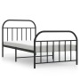 Bed frame with headboard and black metal footboard 100x200cm by vidaXL, Beds and slatted bases - Ref: Foro24-353648, Price: 8...