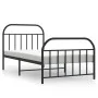 Bed frame with headboard and black metal footboard 100x200cm by vidaXL, Beds and slatted bases - Ref: Foro24-353648, Price: 7...