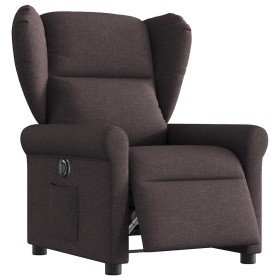 Sillón reclinable eléctrico tela marrón oscuro Sillón reclinable eléctrico tela marrón oscuro