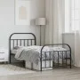 Bed frame with headboard and black metal footboard 100x200cm by vidaXL, Beds and slatted bases - Ref: Foro24-353648, Price: 7...