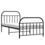 Bed frame with headboard and black metal footboard 100x200cm by vidaXL, Beds and slatted bases - Ref: Foro24-353648, Price: 7...