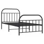 Bed frame with headboard and black metal footboard 100x200cm by vidaXL, Beds and slatted bases - Ref: Foro24-353648, Price: 7...