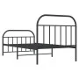 Bed frame with headboard and black metal footboard 100x200cm by vidaXL, Beds and slatted bases - Ref: Foro24-353648, Price: 7...