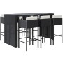 Mesa y taburetes altos jardín y cojines 7 pzas ratán PE negro de vidaXL, Conjuntos de jardín - Ref: Foro24-3200664, Precio: 6...