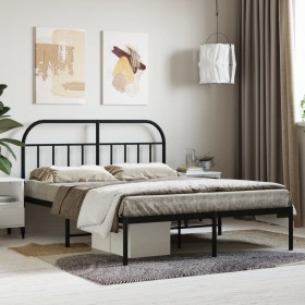 Bettgestell mit schwarzem Metallkopfteil 135x190 cm von vidaXL, Betten und Lattenroste - Ref: Foro24-353634, Preis: 118,56 €,...