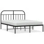 Estructura de cama con cabecero metal negro 135x190 cm de vidaXL, Camas y somieres - Ref: Foro24-353634, Precio: 116,32 €, De...