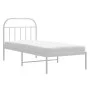 Metal bed frame with white headboard 80x200 cm by vidaXL, Beds and slatted bases - Ref: Foro24-353675, Price: 65,19 €, Discou...