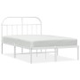 Estructura de cama de metal con cabecero blanca 135x190 cm de vidaXL, Camas y somieres - Ref: Foro24-353683, Precio: 99,60 €,...