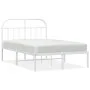 Metal bed frame with white headboard 135x190 cm by vidaXL, Beds and slatted bases - Ref: Foro24-353683, Price: 98,22 €, Disco...