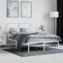 Metal bed frame with white headboard 135x190 cm by vidaXL, Beds and slatted bases - Ref: Foro24-353683, Price: 98,22 €, Disco...
