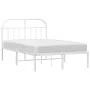 Metal bed frame with white headboard 135x190 cm by vidaXL, Beds and slatted bases - Ref: Foro24-353683, Price: 98,22 €, Disco...