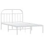 Metal bed frame with white headboard 135x190 cm by vidaXL, Beds and slatted bases - Ref: Foro24-353683, Price: 98,22 €, Disco...