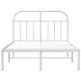 Metal bed frame with white headboard 135x190 cm by vidaXL, Beds and slatted bases - Ref: Foro24-353683, Price: 98,22 €, Disco...