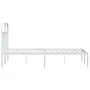 Metal bed frame with white headboard 135x190 cm by vidaXL, Beds and slatted bases - Ref: Foro24-353683, Price: 98,22 €, Disco...