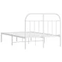 Metal bed frame with white headboard 135x190 cm by vidaXL, Beds and slatted bases - Ref: Foro24-353683, Price: 98,22 €, Disco...