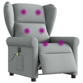 Sillón reclinable de masaje eléctrico tela gris claro Sillón reclinable de masaje eléctrico tela gris claro