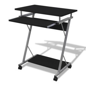 Escritorio compacto de ordenador con bandeja de teclado negro Escritorio compacto de ordenador con bandeja de teclado negro