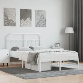 Bettgestell aus Metall mit weißem Kopfteil 120x190 cm von vidaXL, Betten und Lattenroste - Ref: Foro24-352624, Preis: 103,04 ...