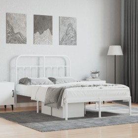 Estructura de cama de metal con cabecero blanca 120x190 cm de vidaXL, Camas y somieres - Ref: Foro24-352624, Precio: 104,71 €...