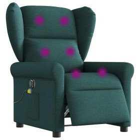 Sillón reclinable de masaje eléctrico tela verde oscuro Sillón reclinable de masaje eléctrico tela verde oscuro