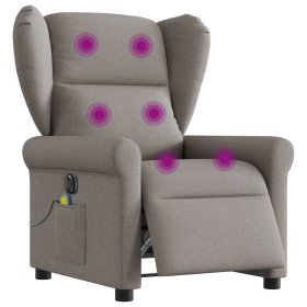 Sillón reclinable de masaje eléctrico tela gris taupe Sillón reclinable de masaje eléctrico tela gris taupe