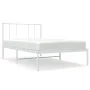 Bettgestell aus Metall mit weißem Kopfteil 90x190 cm von vidaXL, Betten und Lattenroste - Ref: Foro24-352521, Preis: 62,15 €,...