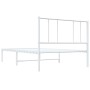 Bettgestell aus Metall mit weißem Kopfteil 90x190 cm von vidaXL, Betten und Lattenroste - Ref: Foro24-352521, Preis: 62,92 €,...