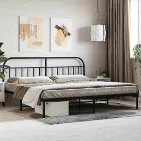 Bettgestell mit schwarzem Metallkopfteil 200x200 cm von vidaXL, Betten und Lattenroste - Ref: Foro24-353642, Preis: 135,25 €,...