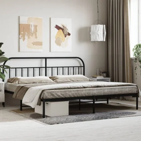 Estructura de cama con cabecero metal negro 200x200 cm de vidaXL, Camas y somieres - Ref: Foro24-353642, Precio: 135,23 €, De...