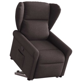 Sillón reclinable elevable tela marrón oscuro en Sillones | Comprar online en Foro24