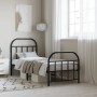 Estructura de cama con cabecero y estribo metal negro 75x190 cm de vidaXL, Camas y somieres - Ref: Foro24-353643, Precio: 81,...