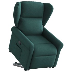 Sillón reclinable elevable tela verde oscuro