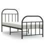 Bed frame with headboard and black metal footboard 75x190 cm by vidaXL, Beds and slatted bases - Ref: Foro24-353643, Price: 8...