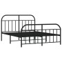 Black metal headboard and footboard bed frame 180x200 cm by vidaXL, Beds and slatted bases - Ref: Foro24-353657, Price: 159,6...