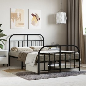 Estructura de cama con cabecero y pie metal negro 120x190 cm de vidaXL, Camas y somieres - Ref: Foro24-353650, Precio: 123,77...
