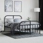 Estructura de cama con cabecero y pie metal negro 120x190 cm de vidaXL, Camas y somieres - Ref: Foro24-353650, Precio: 124,67...