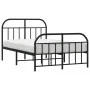 Bed frame with headboard and footboard black metal 120x190 cm by vidaXL, Beds and slatted bases - Ref: Foro24-353650, Price: ...