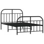 Estructura de cama con cabecero y pie metal negro 120x190 cm de vidaXL, Camas y somieres - Ref: Foro24-353650, Precio: 124,67...