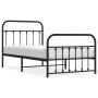 Bed frame with headboard and black metal footboard 100x190cm by vidaXL, Beds and slatted bases - Ref: Foro24-352590, Price: 9...