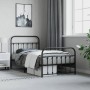 Bed frame with headboard and black metal footboard 100x190cm by vidaXL, Beds and slatted bases - Ref: Foro24-352590, Price: 9...