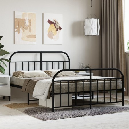 Estructura de cama cabecero y estribo metal negro 140x200 cm | Foro24.es | Tu tienda online para hogar, jardín y más Foro24.es