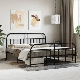 Black metal headboard and footboard bed frame 160x200 cm by vidaXL, Beds and slatted bases - Ref: Foro24-353656, Price: 164,5...