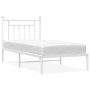 Bettgestell aus Metall mit weißem Kopfteil 90x190 cm von vidaXL, Betten und Lattenroste - Ref: Foro24-353578, Preis: 62,39 €,...