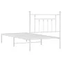 Metal bed frame with white headboard 90x190 cm by vidaXL, Beds and slatted bases - Ref: Foro24-353578, Price: 62,39 €, Discou...