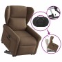 Sillón eléctrico reclinable elevable de tela marrón