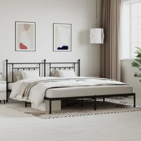 Bed frame with black metal headboard 200x200 cm by vidaXL, Beds and slatted bases - Ref: Foro24-353544, Price: 130,56 €, Disc...