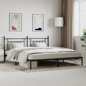 Bettgestell mit schwarzem Metallkopfteil 200x200 cm von vidaXL, Betten und Lattenroste - Ref: Foro24-353544, Preis: 132,69 €,...